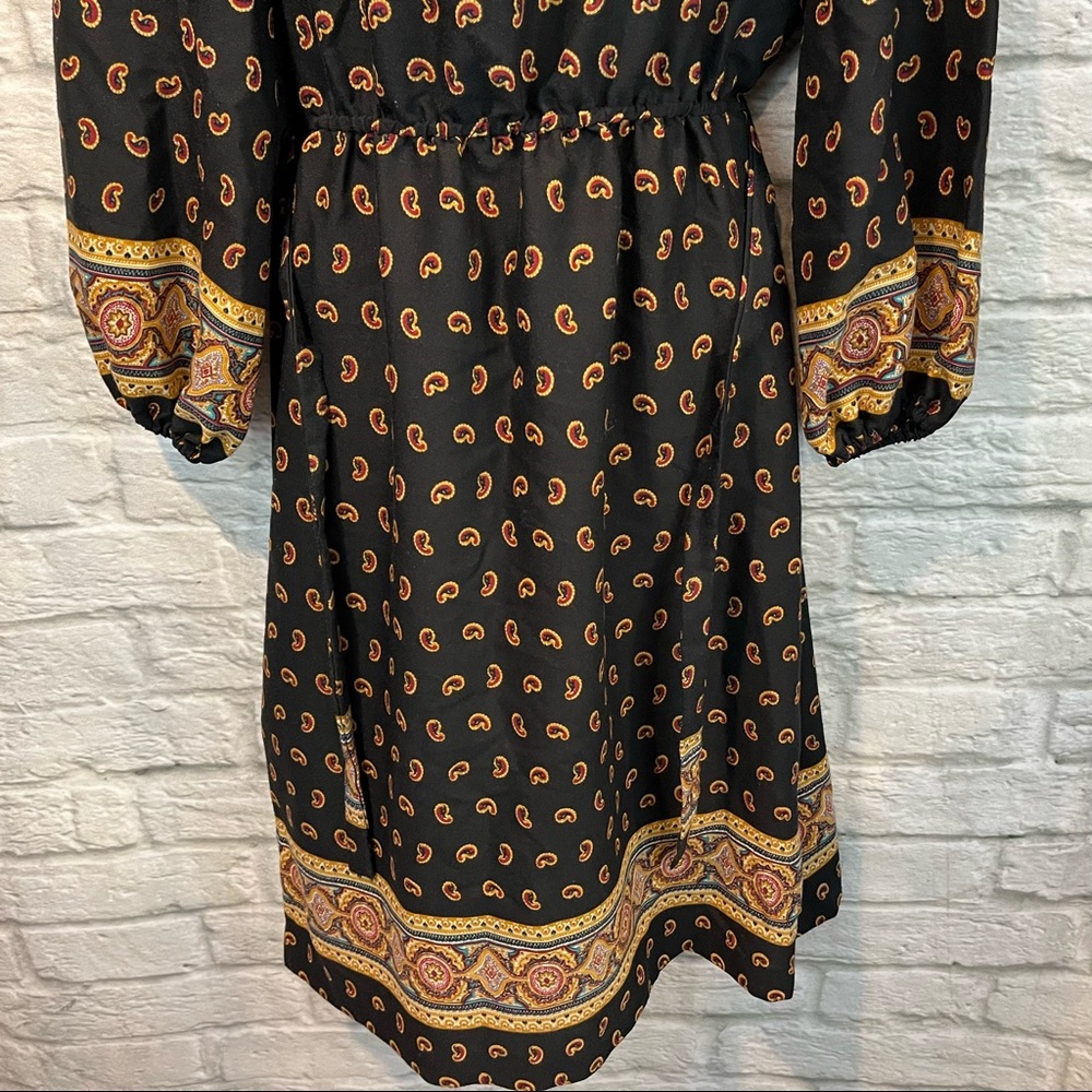Vintage 70s/80s JJ Dean Paisley Print Belted MIDI Long Sleeve Bohemian Dress - Picture 15 of 16